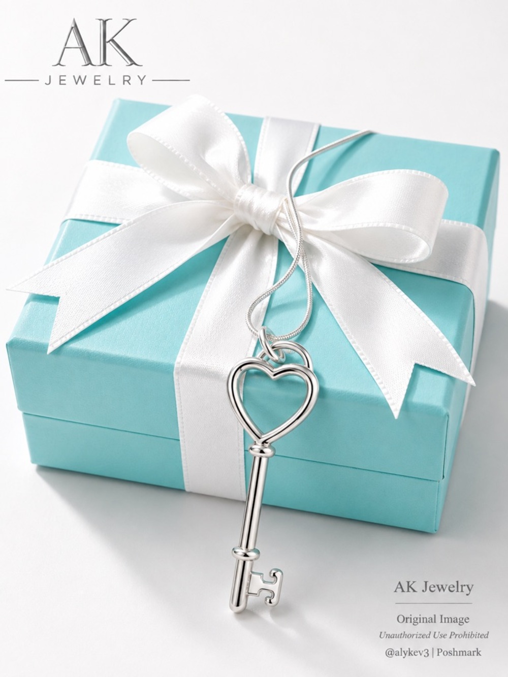 💎LUXURY Necklace Polished Silver-Tone Heart Key Pendant  | AK Jewelry™